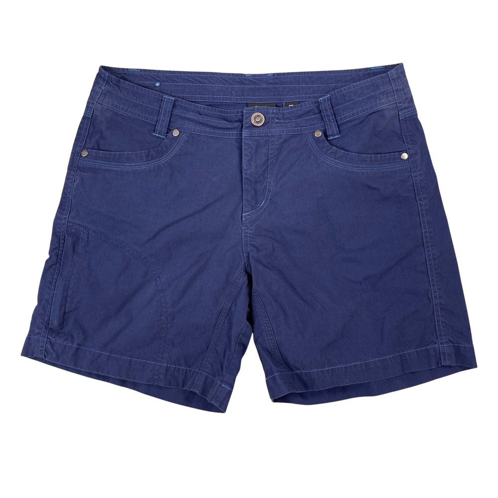 KUHL Shorts Womens 10 Blue Vintage Patina Dye 6" Hiking Outdoor Utility Stretch